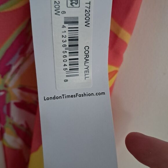 NWT London Times Dress Women's 20W Plus Size Midi Floral Tropical Summer Beach - Picture 8 of 14